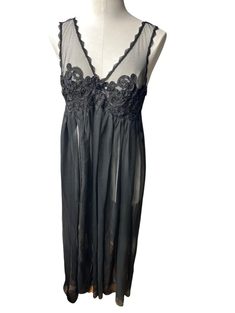 Vintage Victoria's Secret Gold Label Lingerie Dress Nightgown Soutache Flowers M